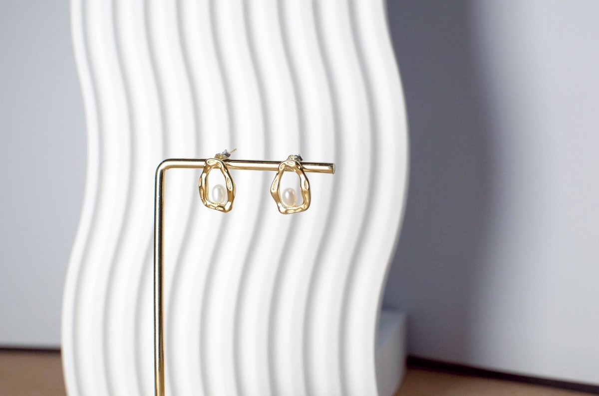 Pearl Arte Yellow Gold Earring | Alegant - Alegant
